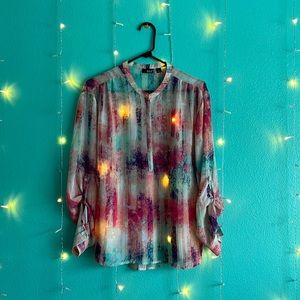 Ana Like New BoHo sheer long & 3/4 sleeve top Sz Women’s Large